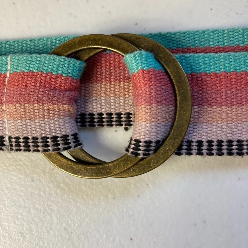 Vintage Adjustable 2 Metal Ring Colorful Belt